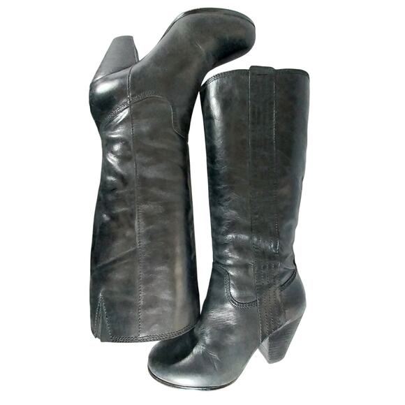 ARTURO CHIANG! BLACK GENUINE LEATHER W/VERTICAL SIDE DETAIL WESTERN BOOTS! SZ 7M - Picture 9 of 13